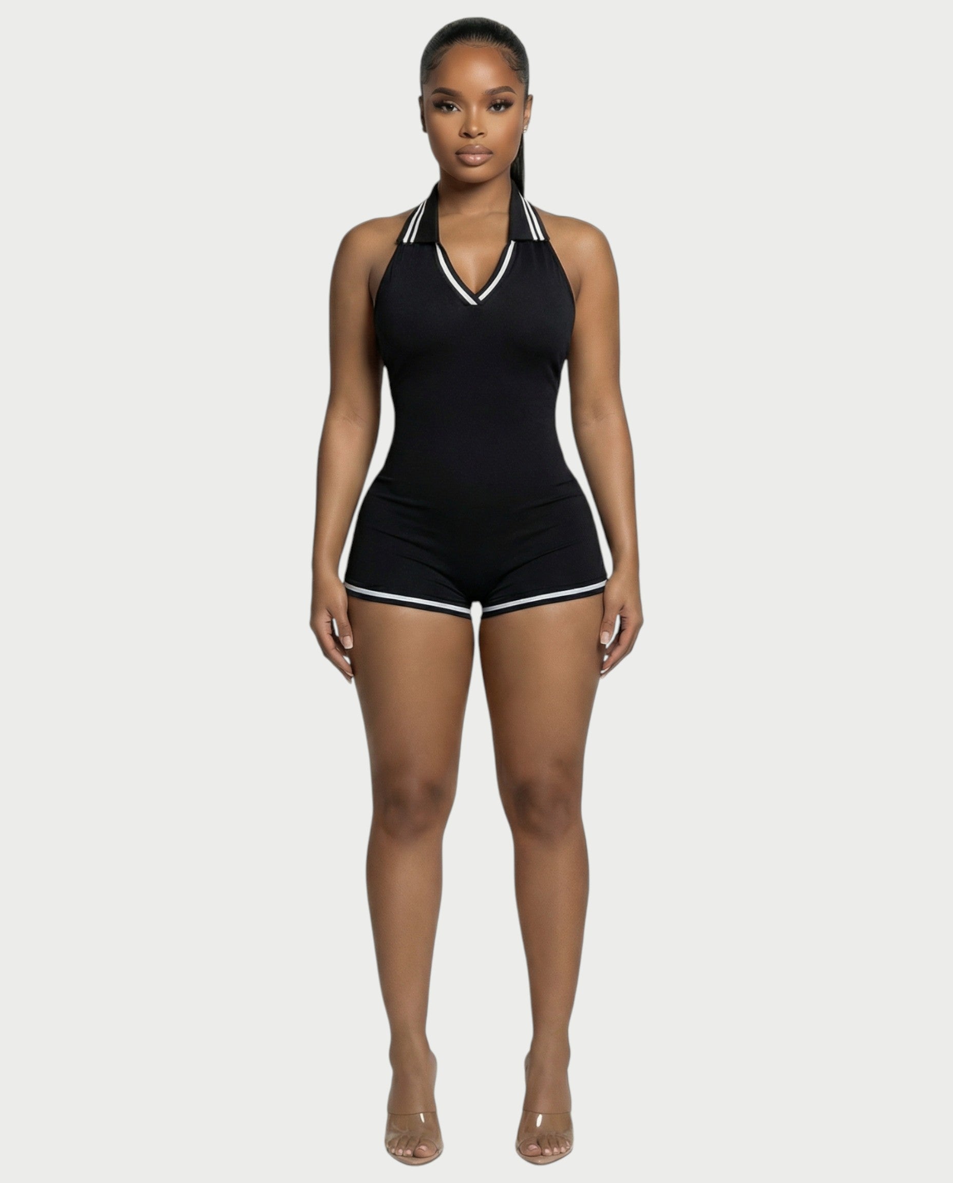JEYNE Backless Halter Sleeveless Romper