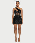 SARA One-shoulder Sequin Mini Dress