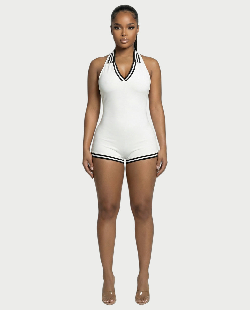 JEYNE Backless Halter Sleeveless Romper