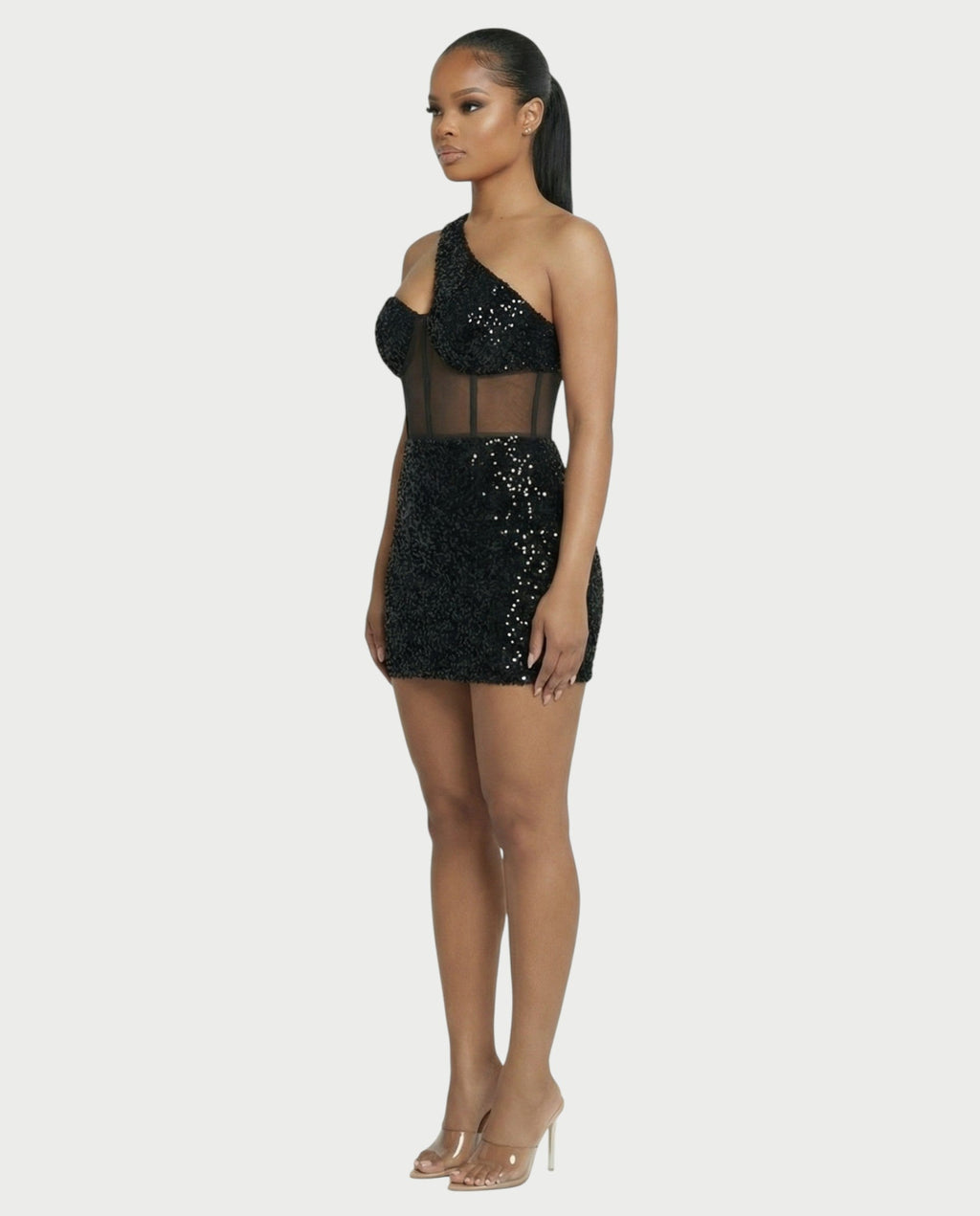 SARA One-shoulder Sequin Mini Dress