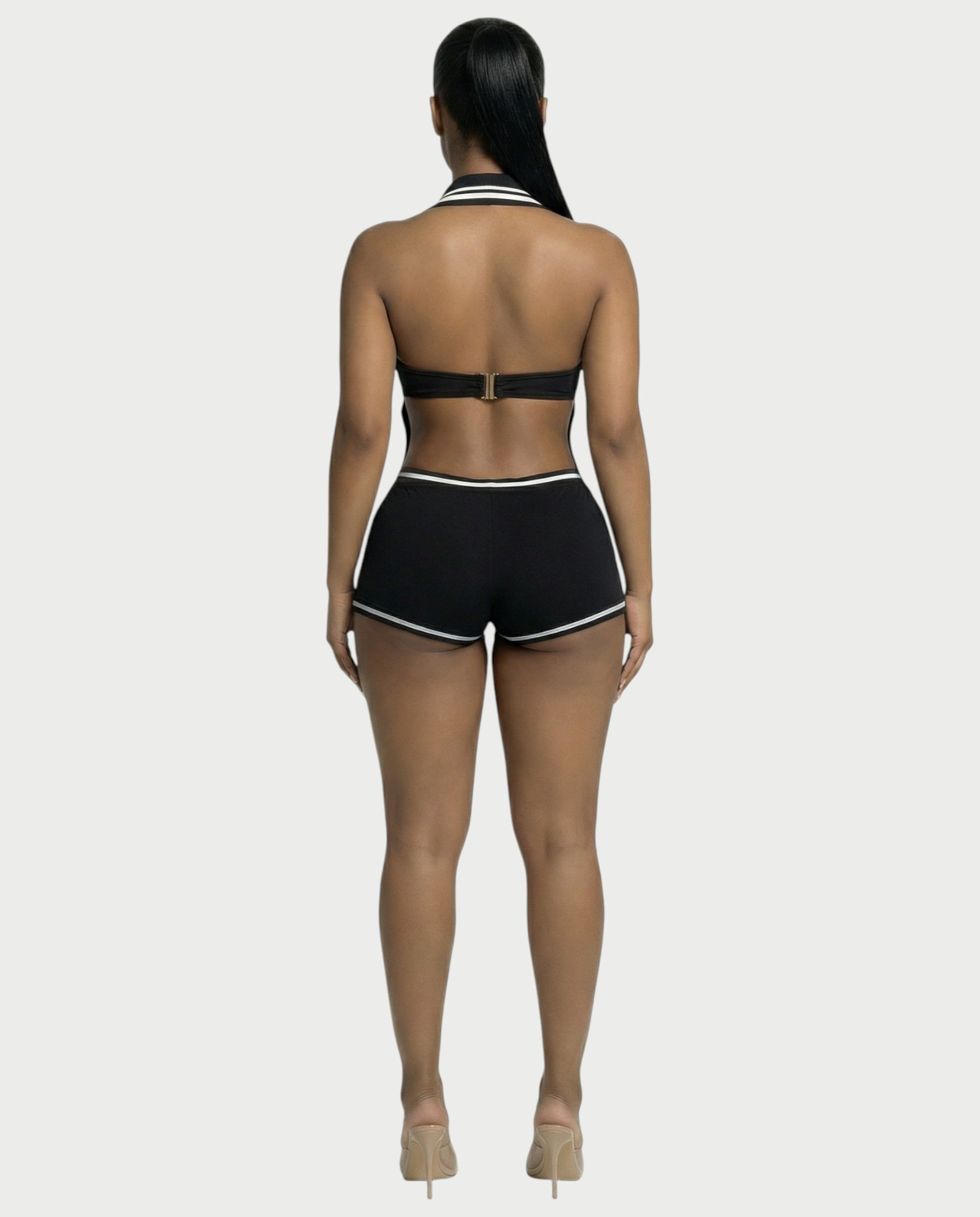 JEYNE Backless Halter Sleeveless Romper