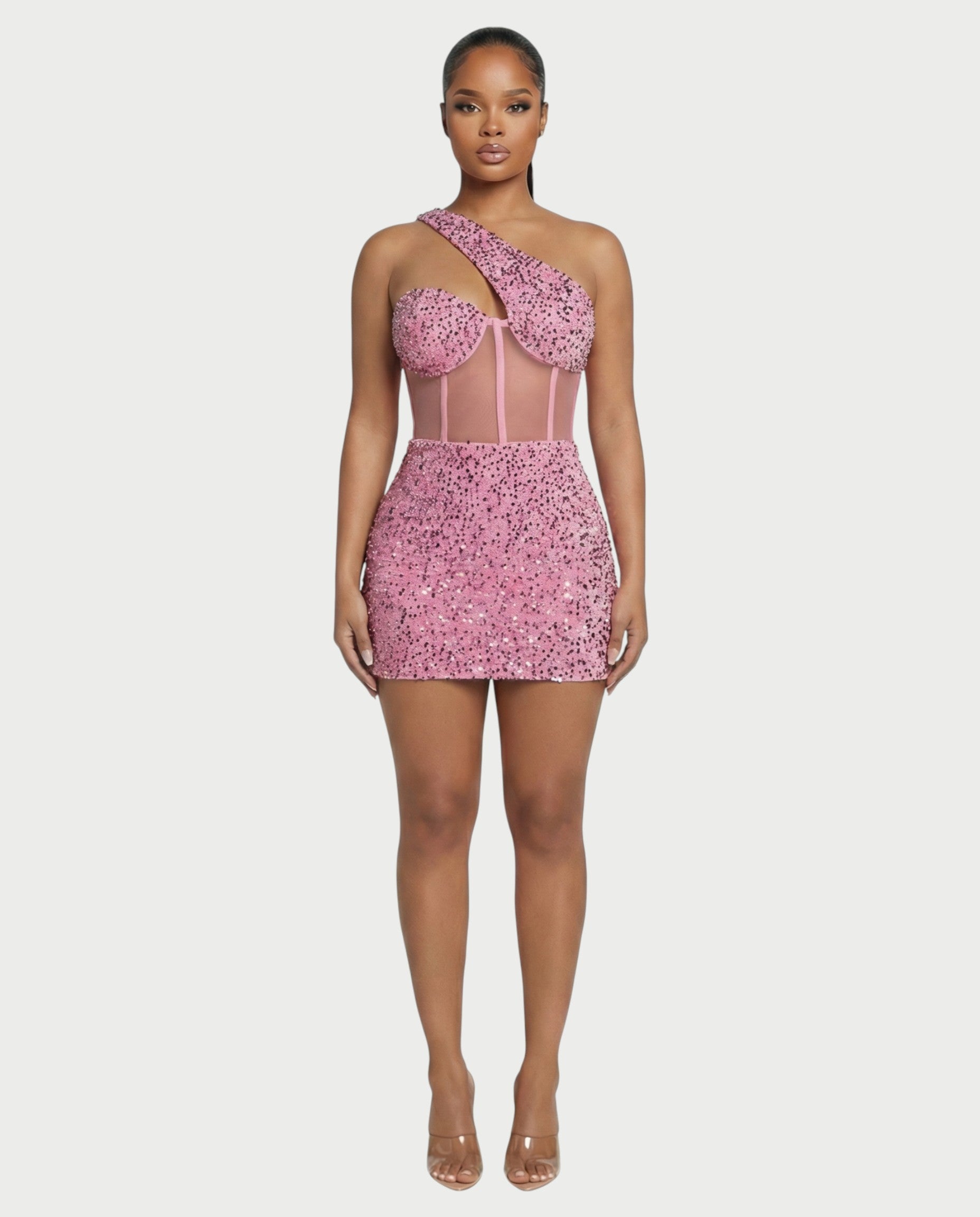 SARA One-shoulder Sequin Mini Dress