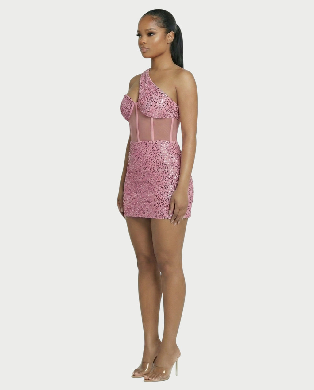 SARA One-shoulder Sequin Mini Dress