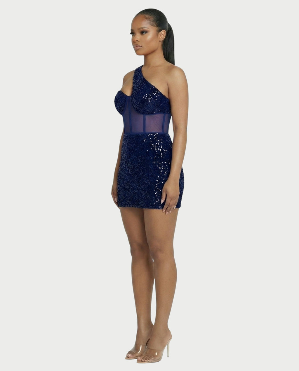 SARA One-shoulder Sequin Mini Dress