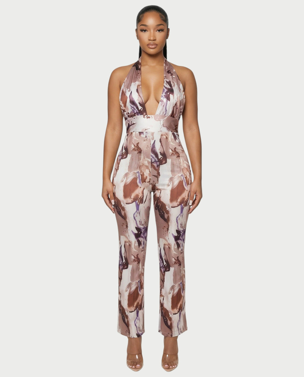 AMETHYST Printed Halter Neck Sleeveless Jumpsuit