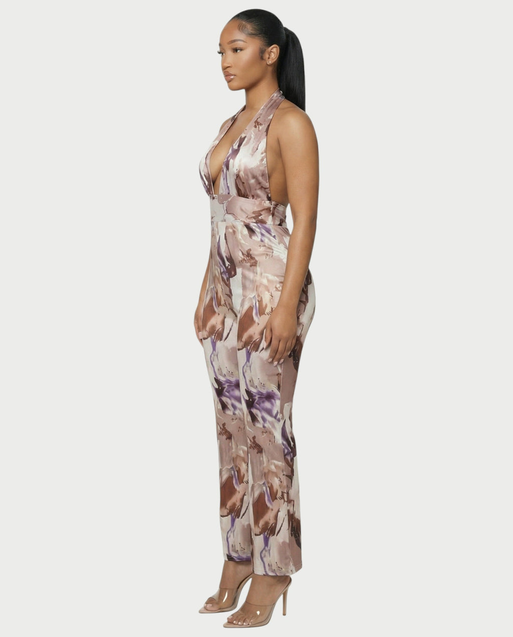 AMETHYST Printed Halter Neck Sleeveless Jumpsuit