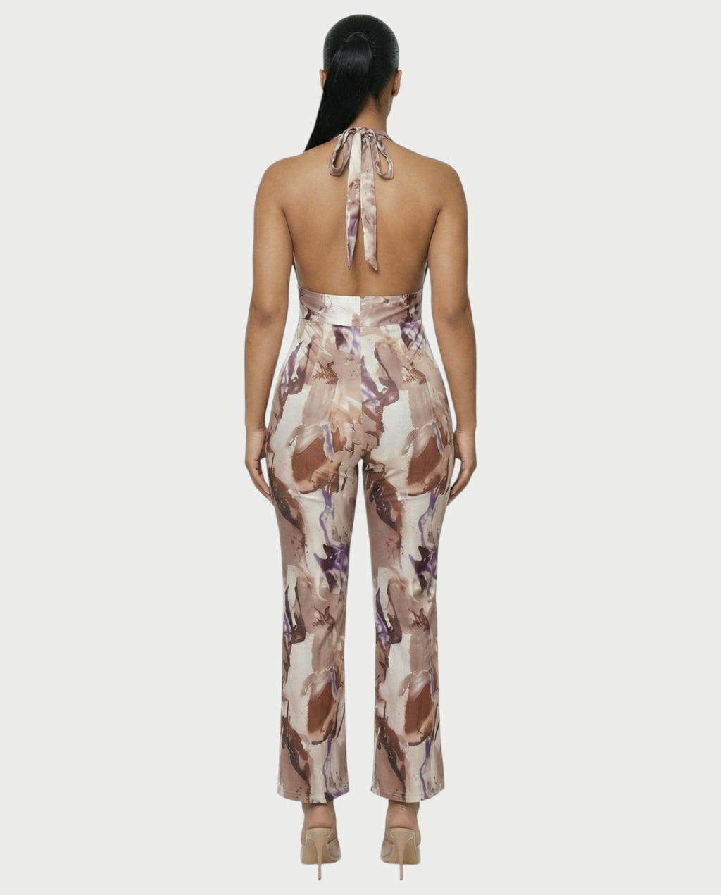 AMETHYST Printed Halter Neck Sleeveless Jumpsuit
