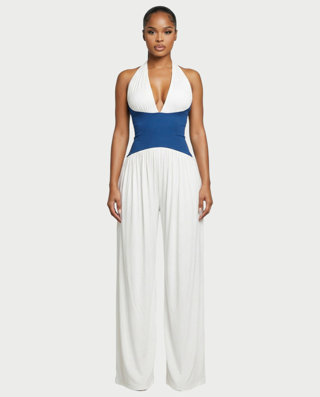 AMARIS Halter Neck Backless Wide Leg Jumpsuit