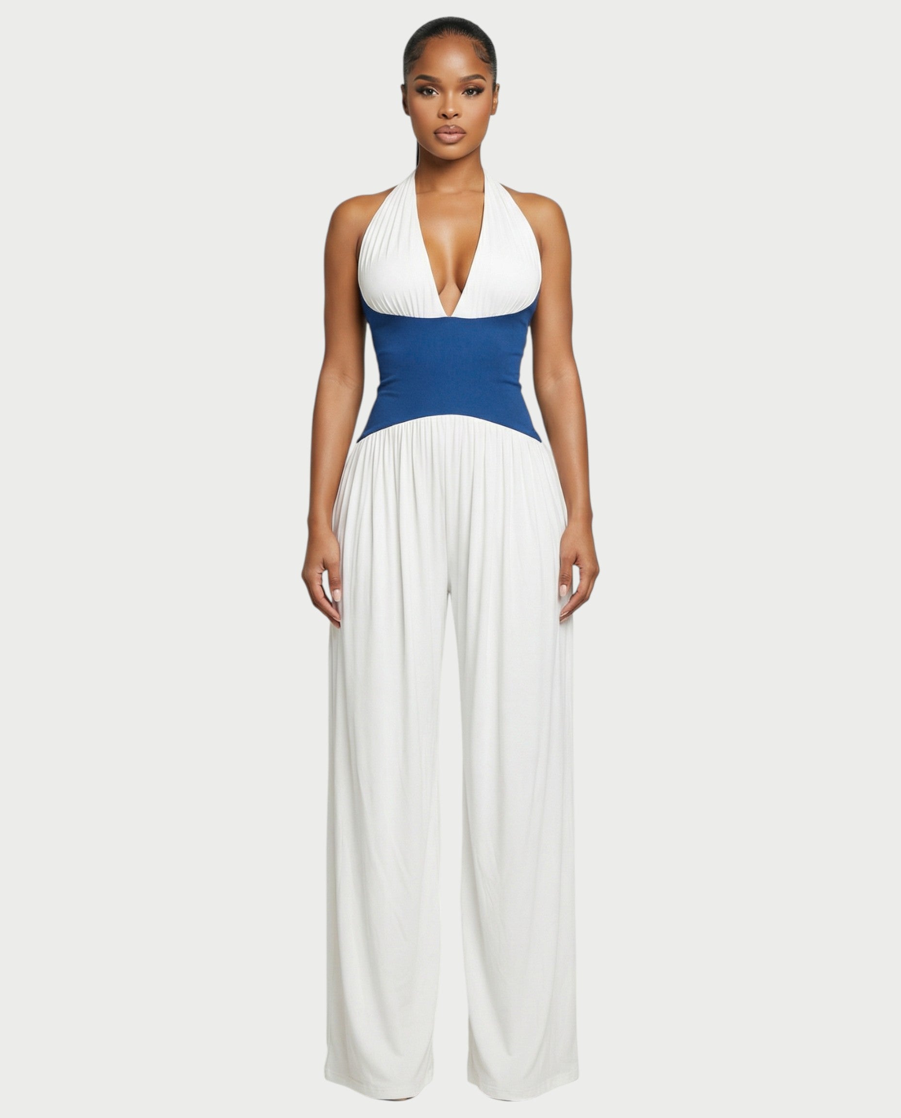 AMARIS Halter Neck Backless Wide Leg Jumpsuit