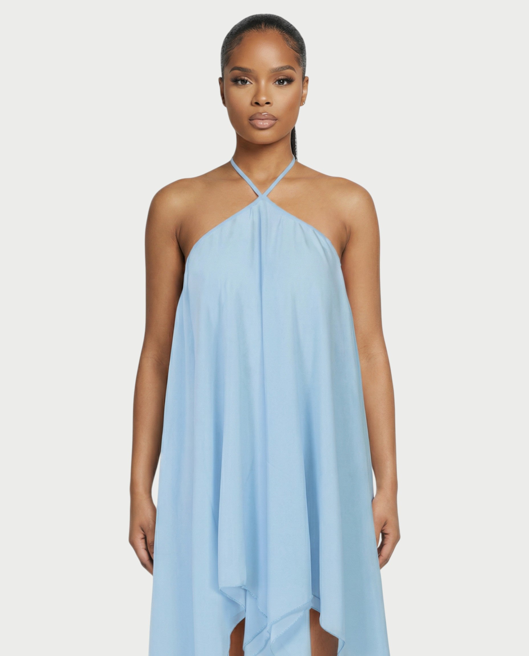 ZIANE Flowy Halter Mini Dress