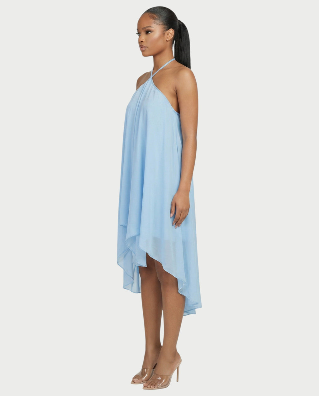 ZIANE Flowy Halter Mini Dress