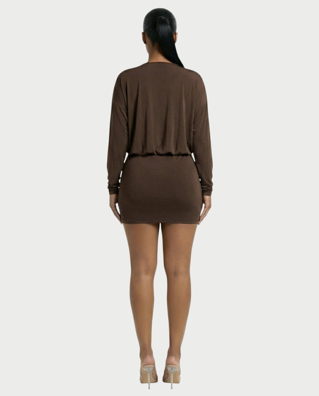 MONA Deep V-neck Long-Sleeve Mini Dress