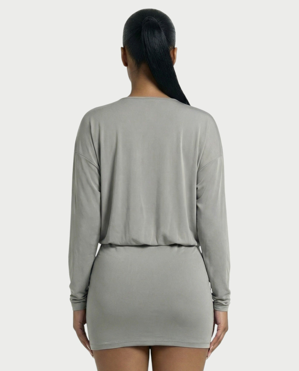 MONA Deep V-neck Long-Sleeve Mini Dress