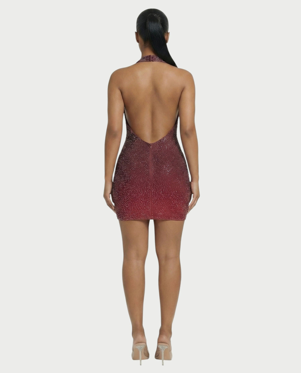 IMOGEN Rhinestone Embellished Cowl Neck Mini Dress