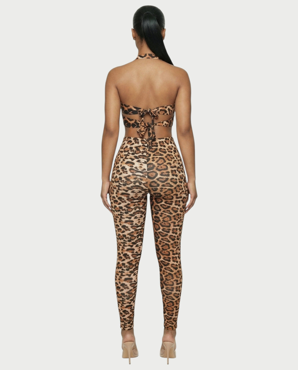 NIA Leopard Cut-out Top & Leggings Set