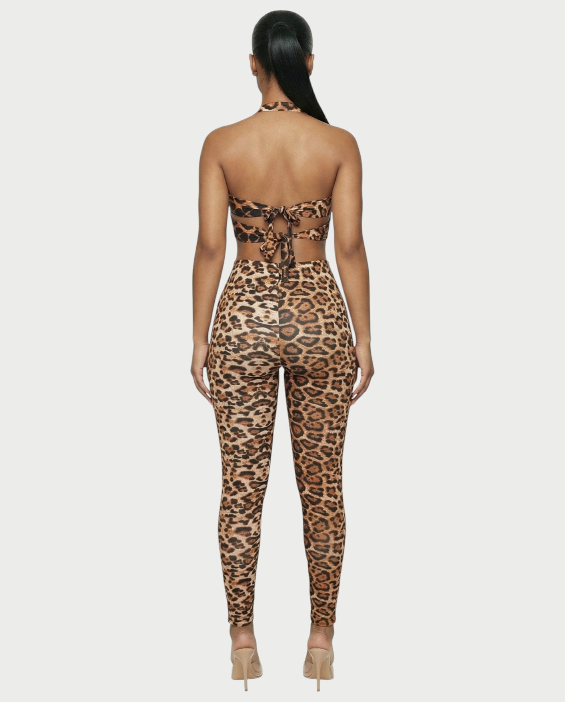 NIA Leopard Cut-out Top & Leggings Set