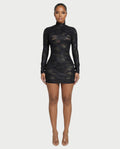 ZIVA Long Sleeve Textured Mini Dress
