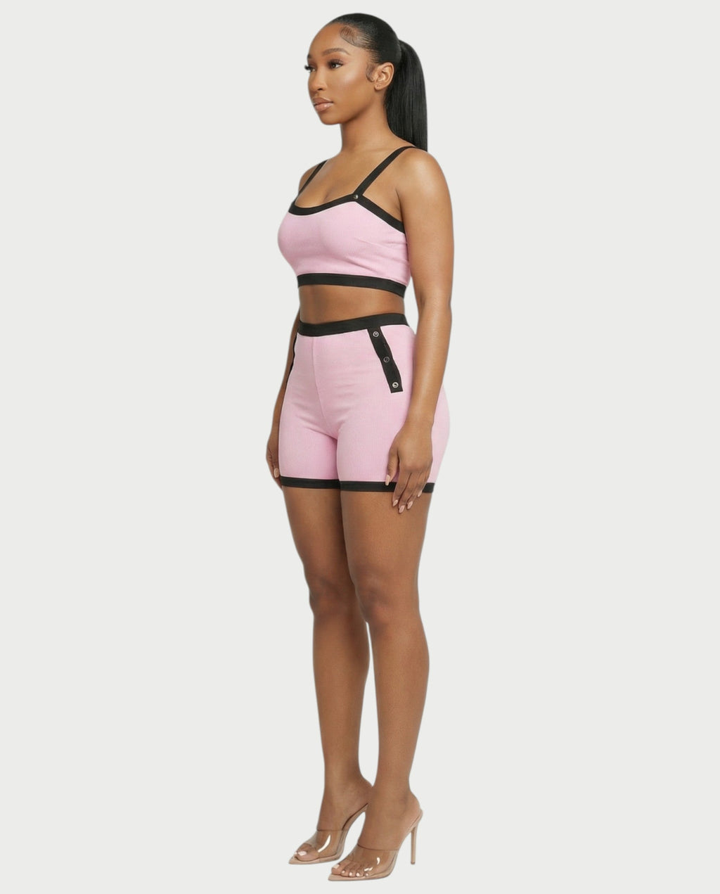 KAMRYN Contrast Trim Top & Shorts Set