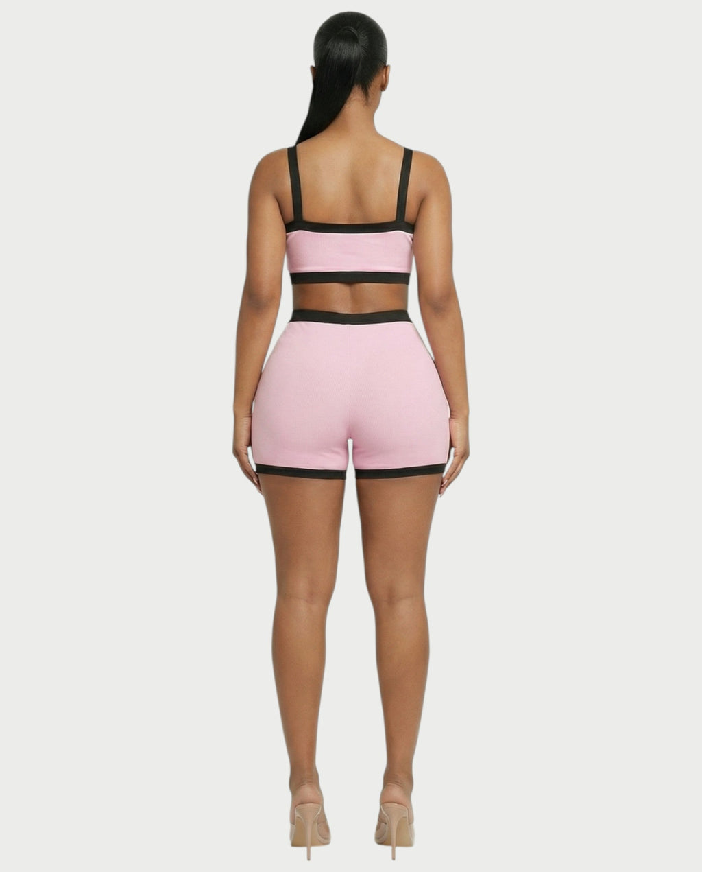 KAMRYN Contrast Trim Top & Shorts Set