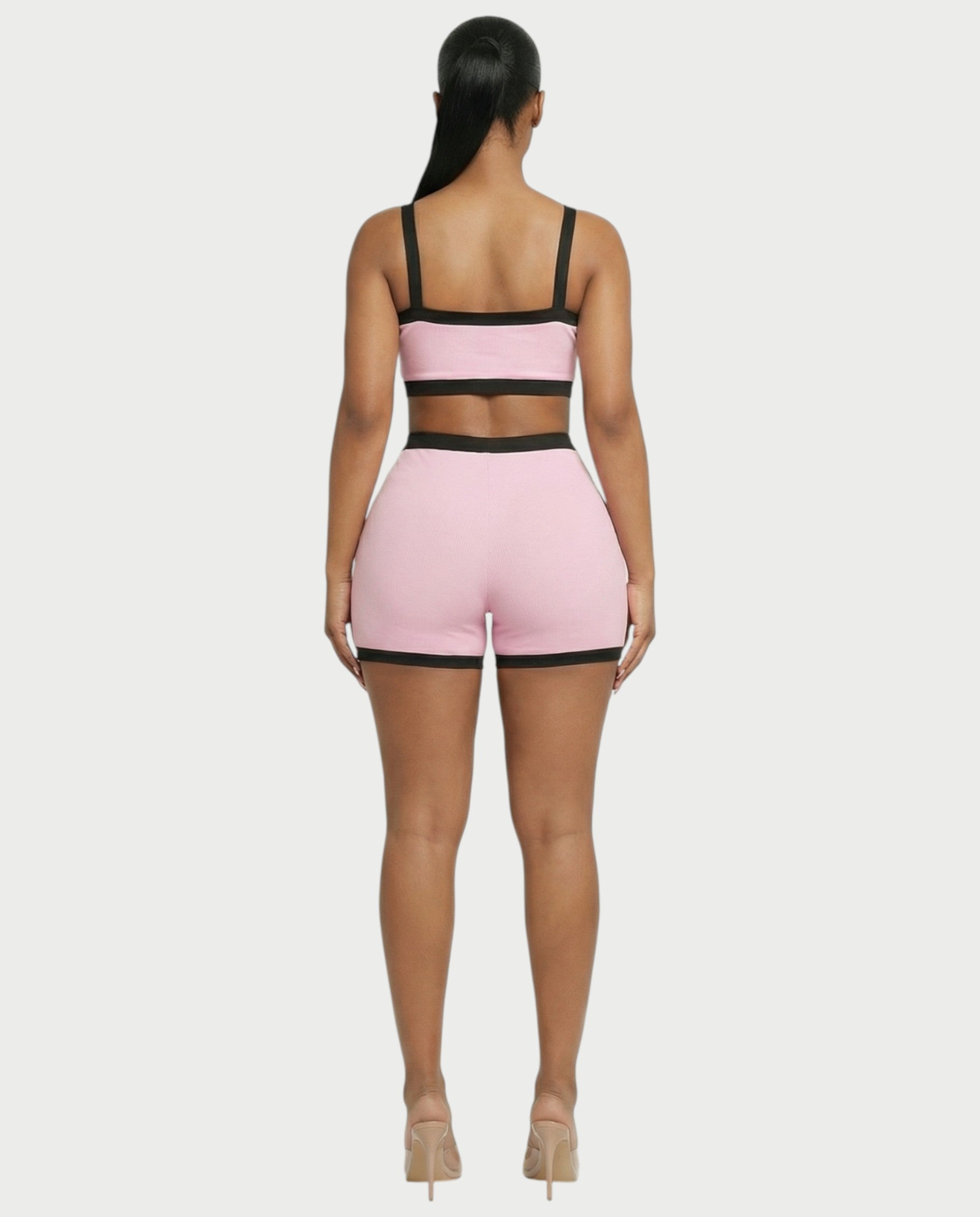 KAMRYN Contrast Trim Top & Shorts Set