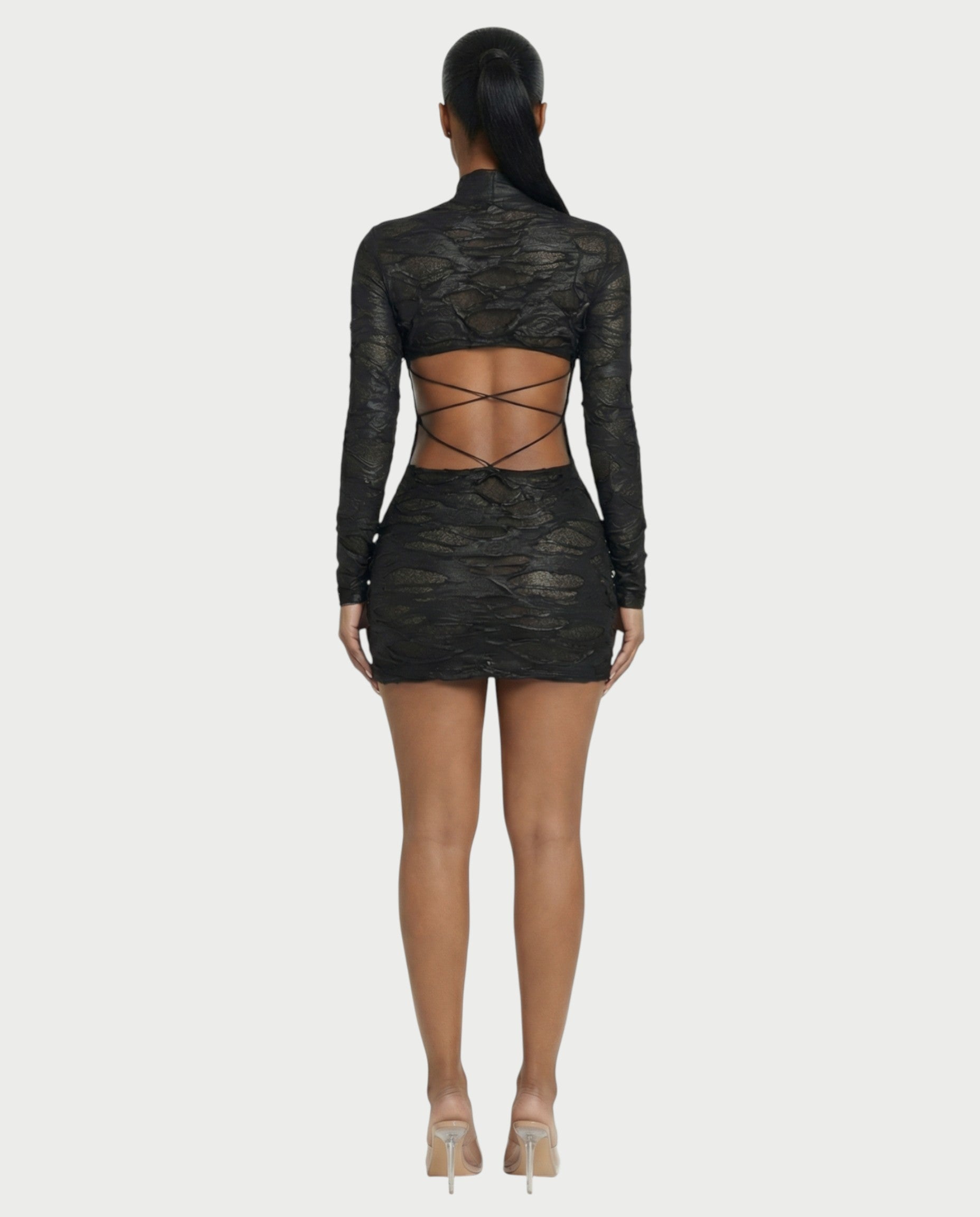 ZIVA Long Sleeve Textured Mini Dress