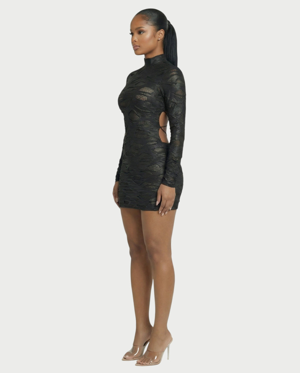 ZIVA Long Sleeve Textured Mini Dress