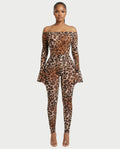 LIBRA Leopard Print Off Shoulder Set