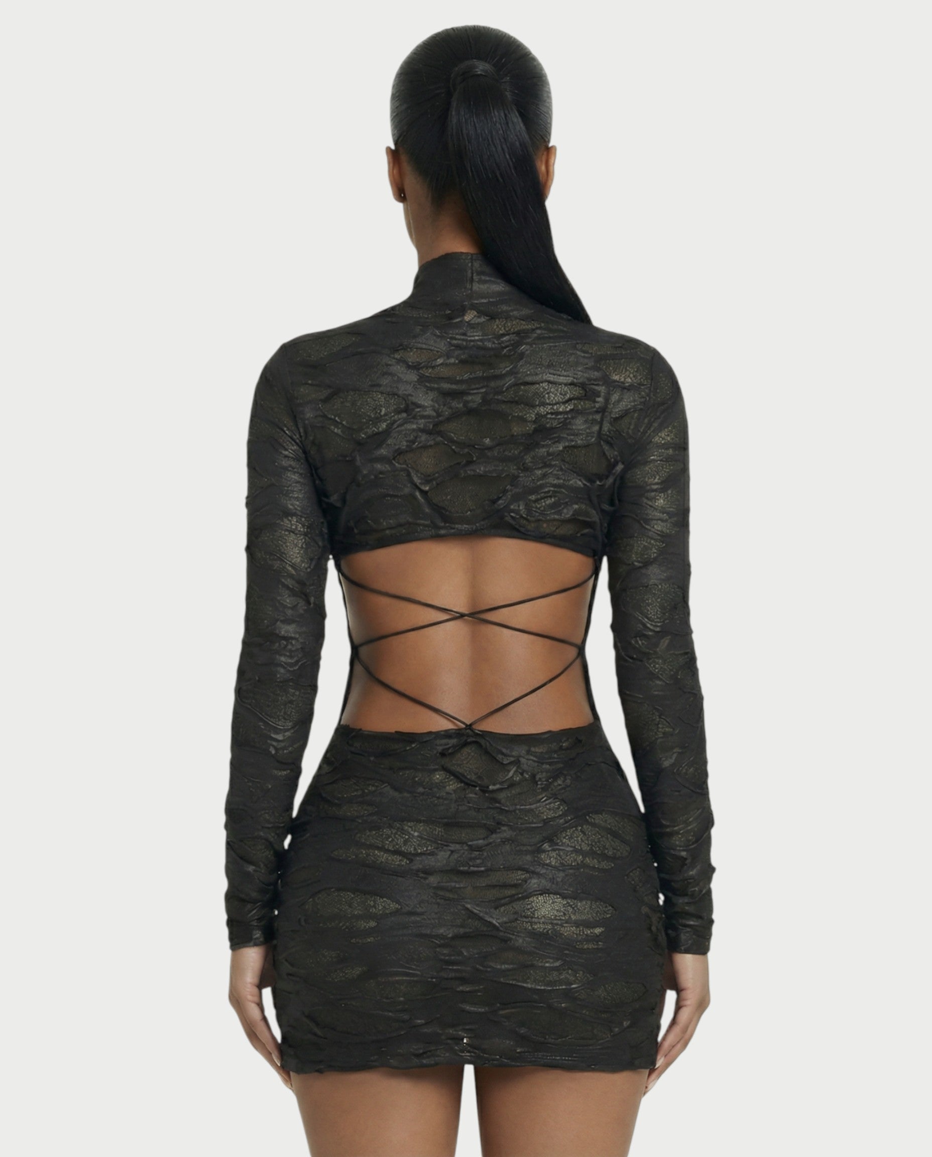 ZIVA Long Sleeve Textured Mini Dress