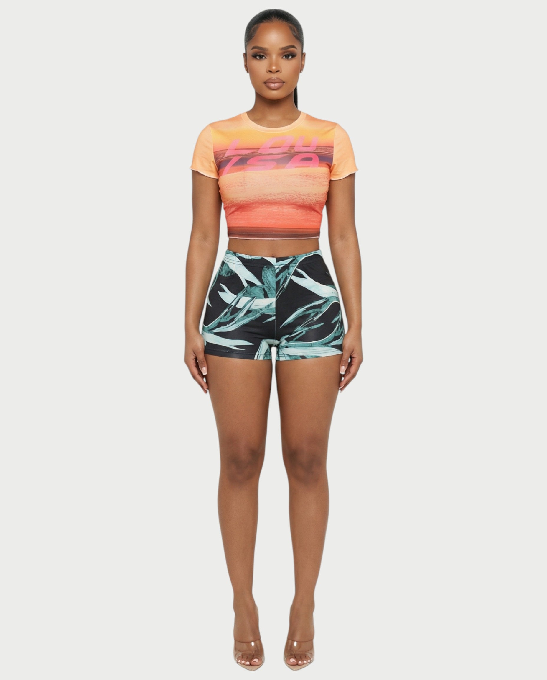 ESTELLE Mesh Crop Top & Shorts Set