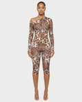 REVNA Leopard Print Asymmetrical Top & Capri Pants Set