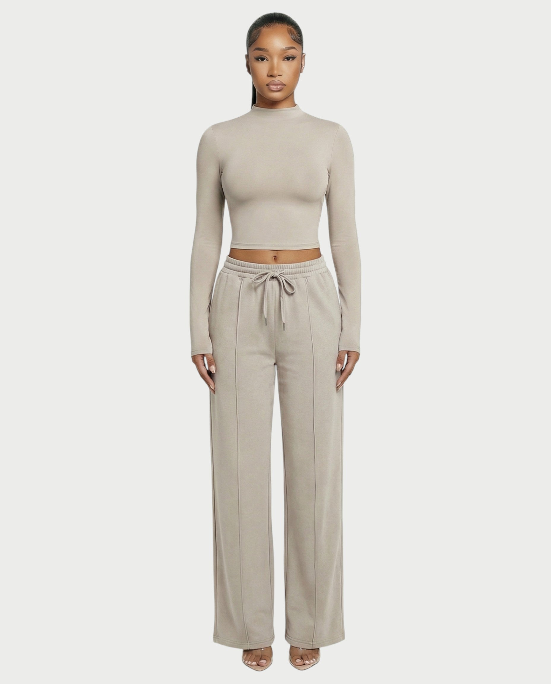 Wide-Leg Drawstring Sweatpants
