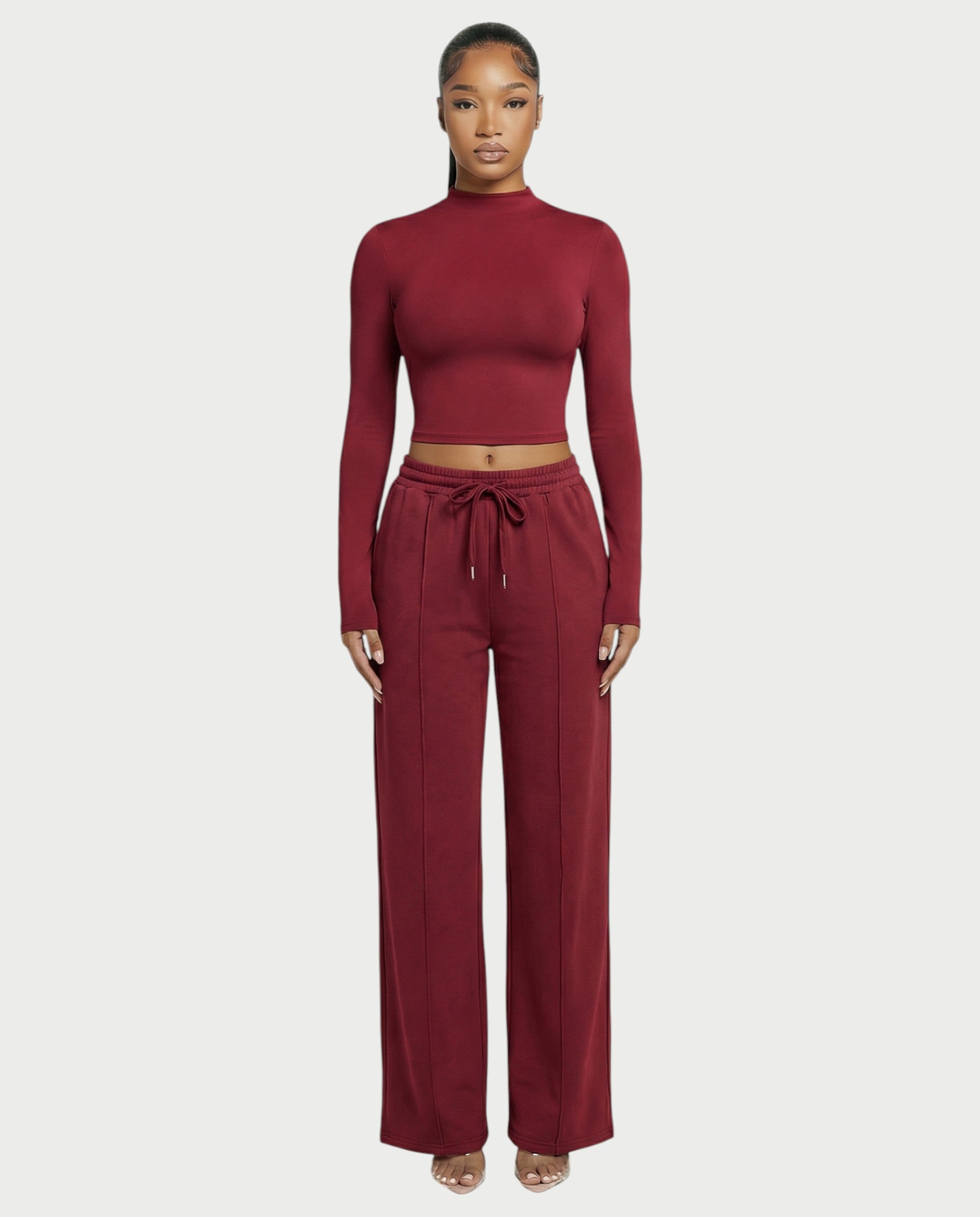 Wide-Leg Drawstring Sweatpants