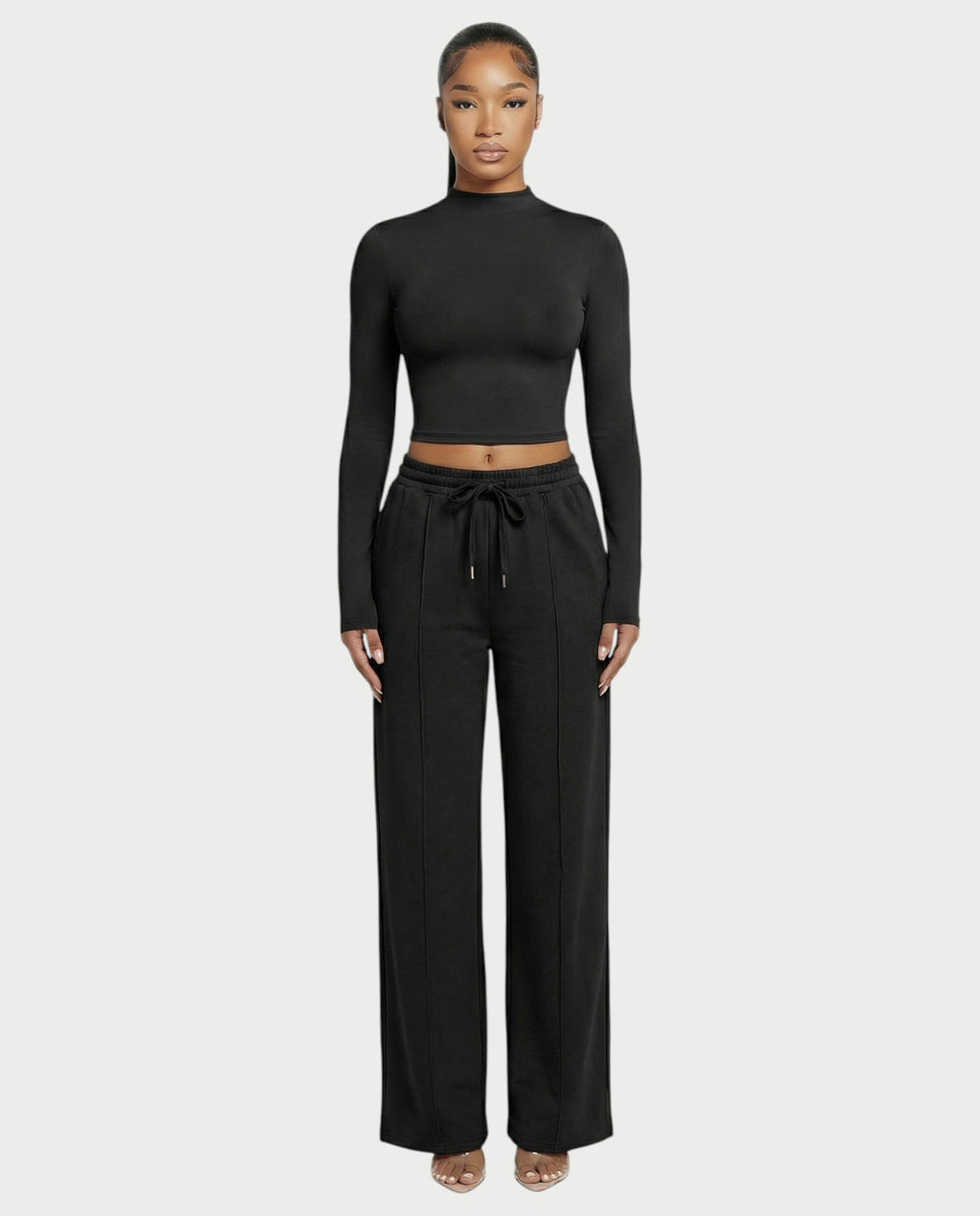 Wide-Leg Drawstring Sweatpants