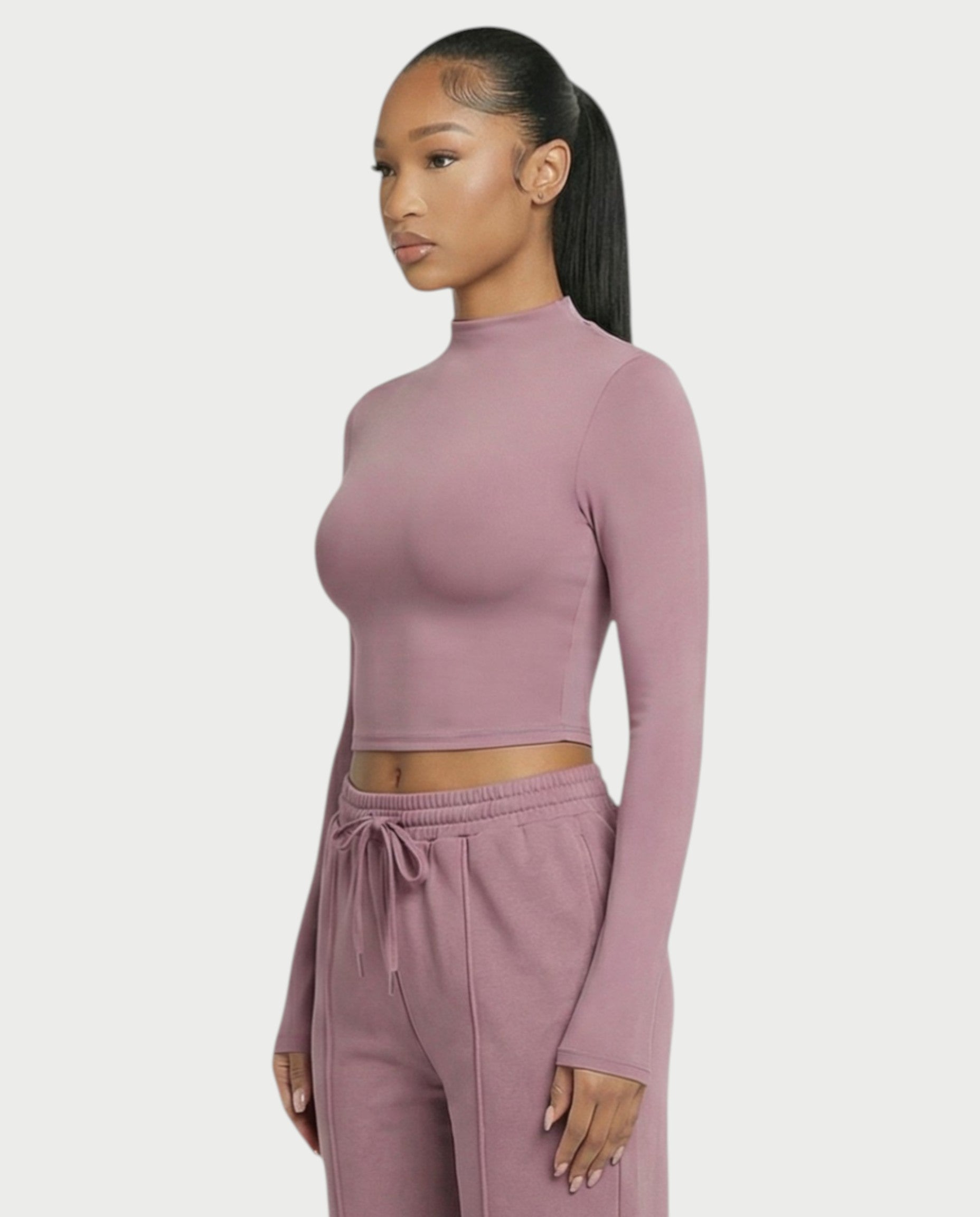 Mock Neck Seamless Long Sleeve Top