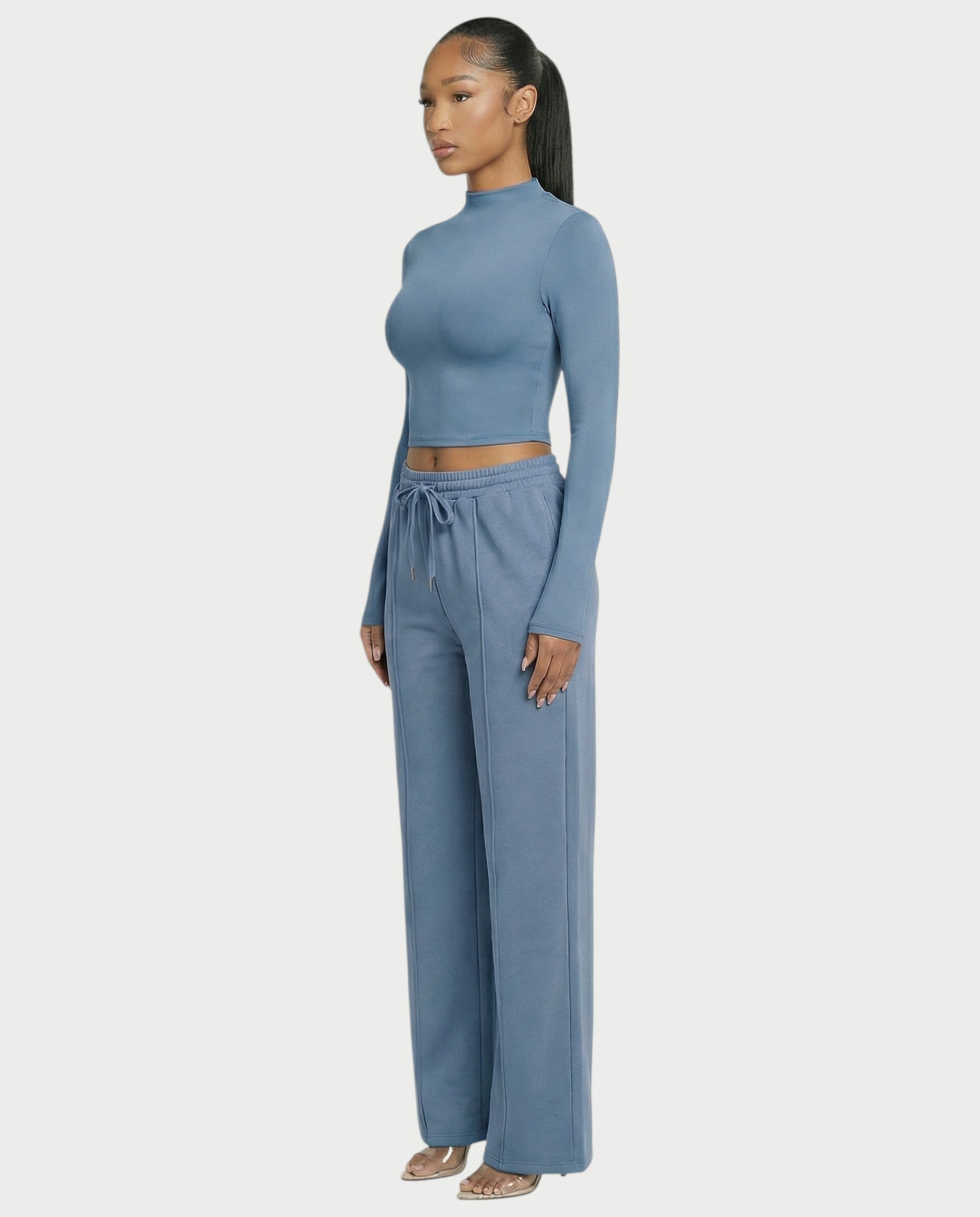 Wide-Leg Drawstring Sweatpants