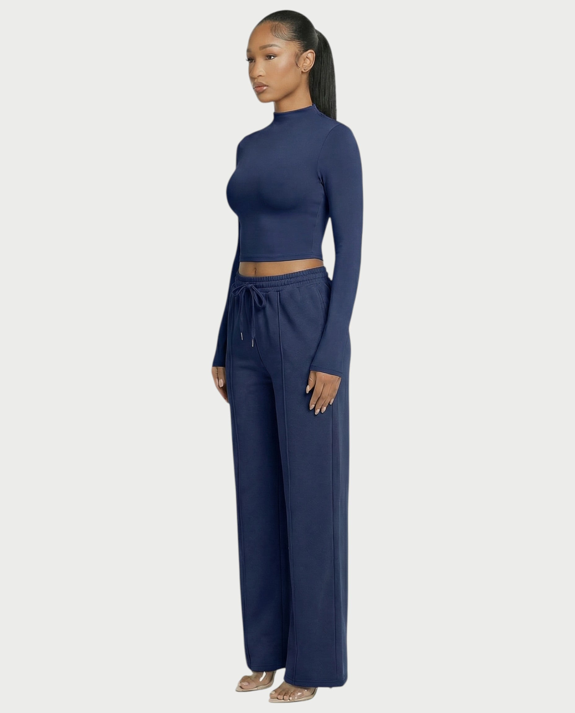 Wide-Leg Drawstring Sweatpants