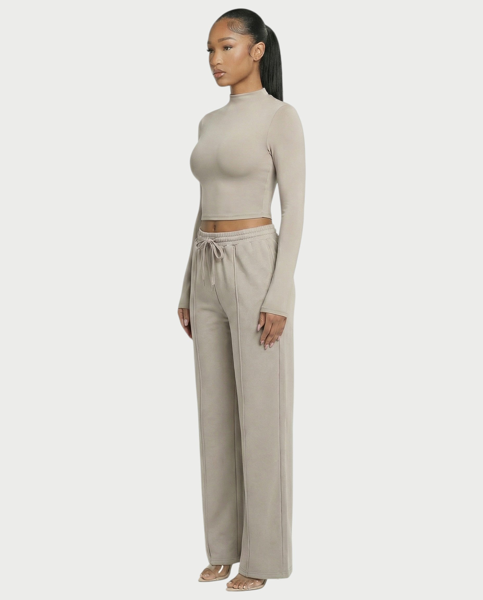 Wide-Leg Drawstring Sweatpants
