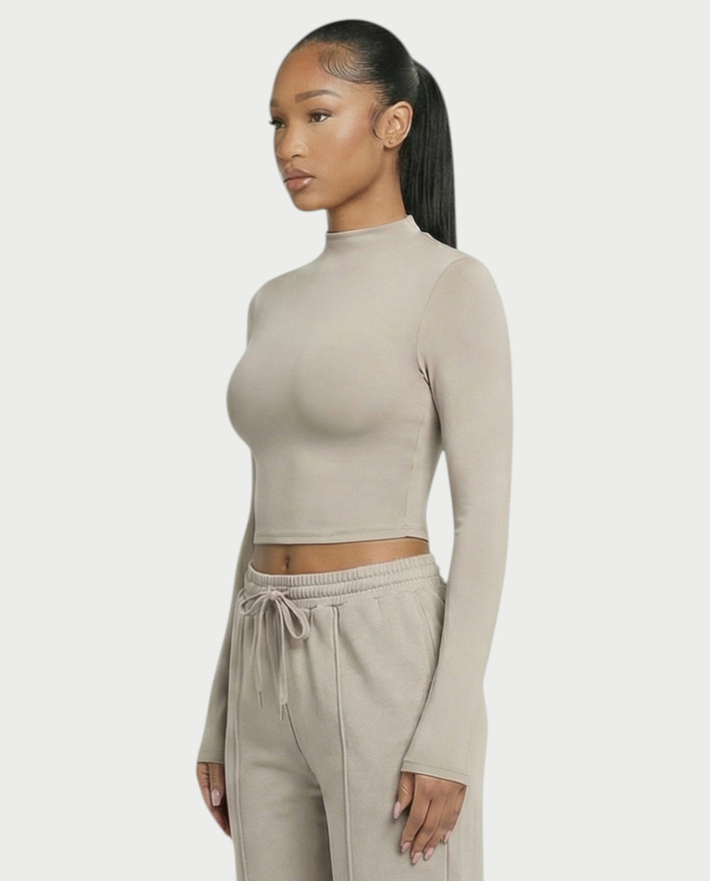 Mock Neck Seamless Long Sleeve Top