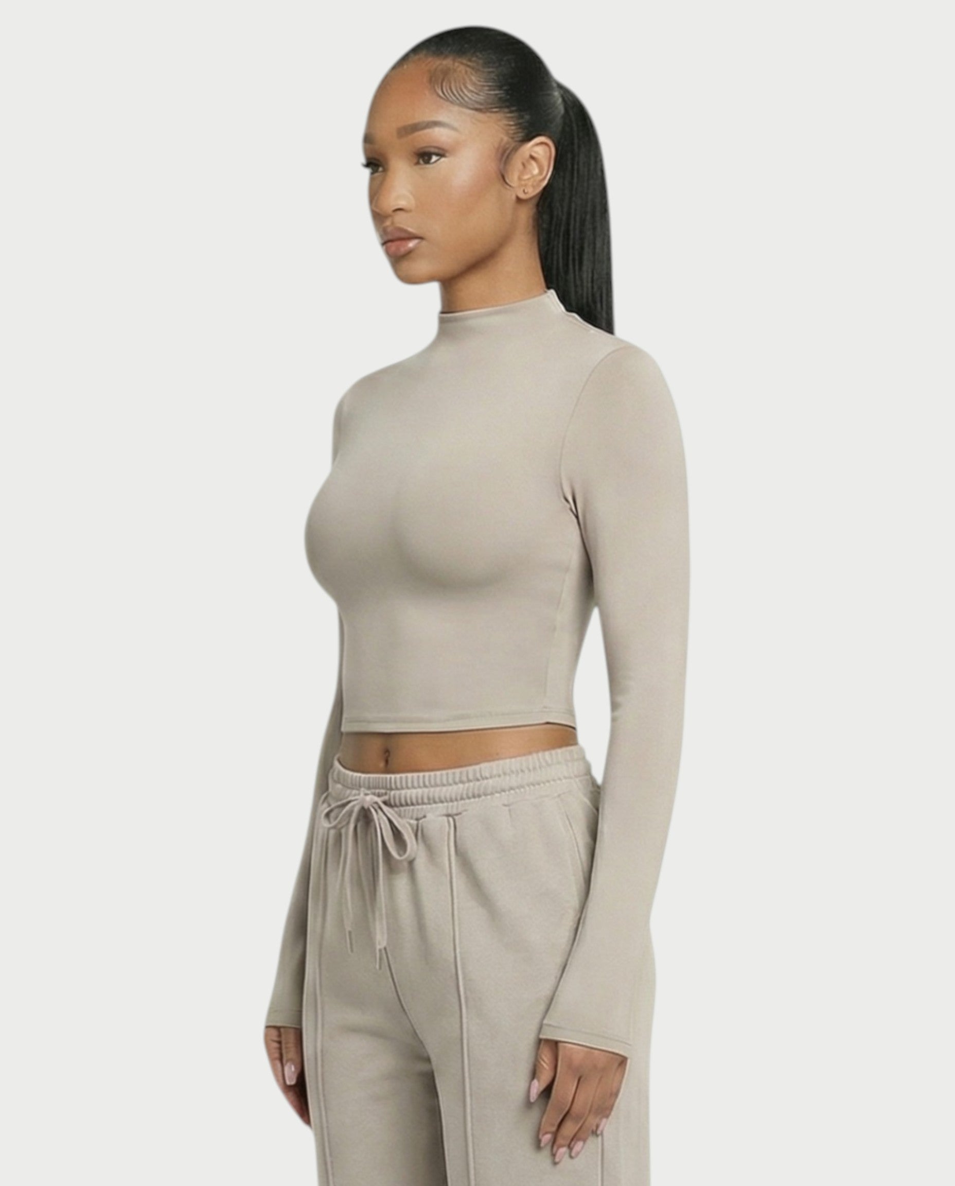 Mock Neck Seamless Long Sleeve Top