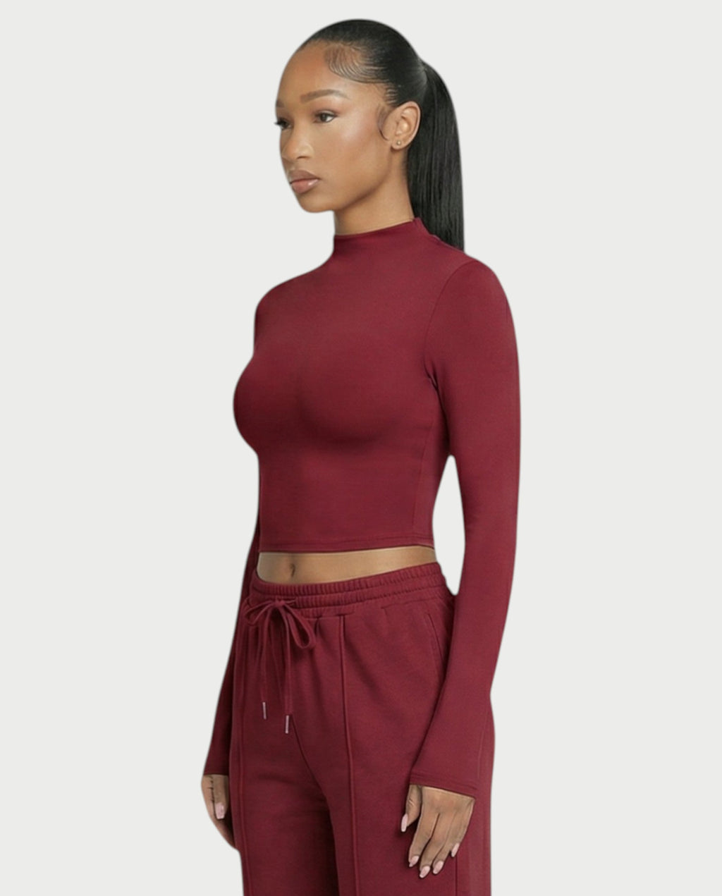 Mock Neck Seamless Long Sleeve Top
