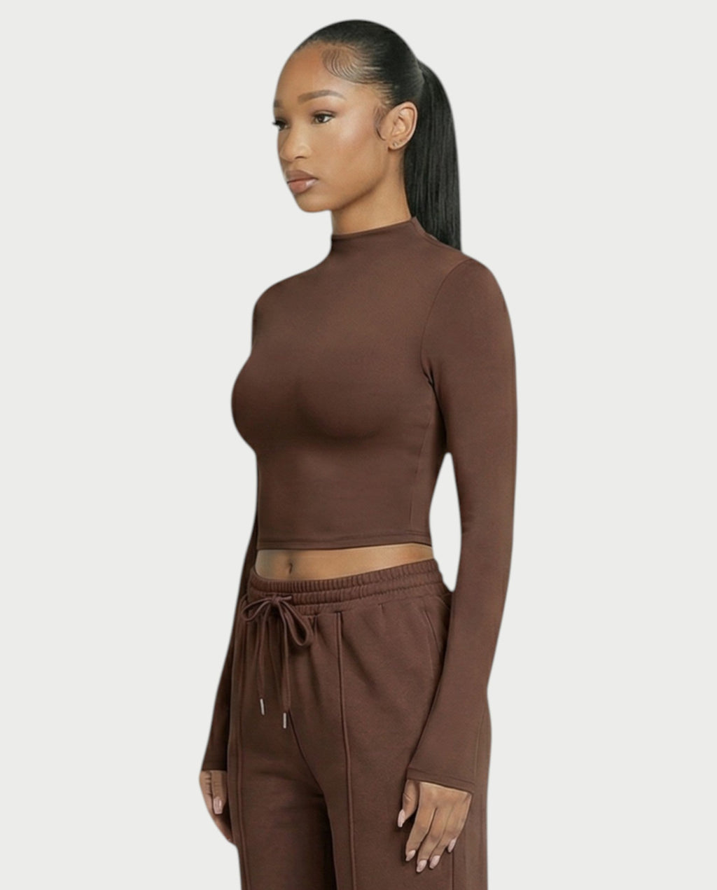 Mock Neck Seamless Long Sleeve Top