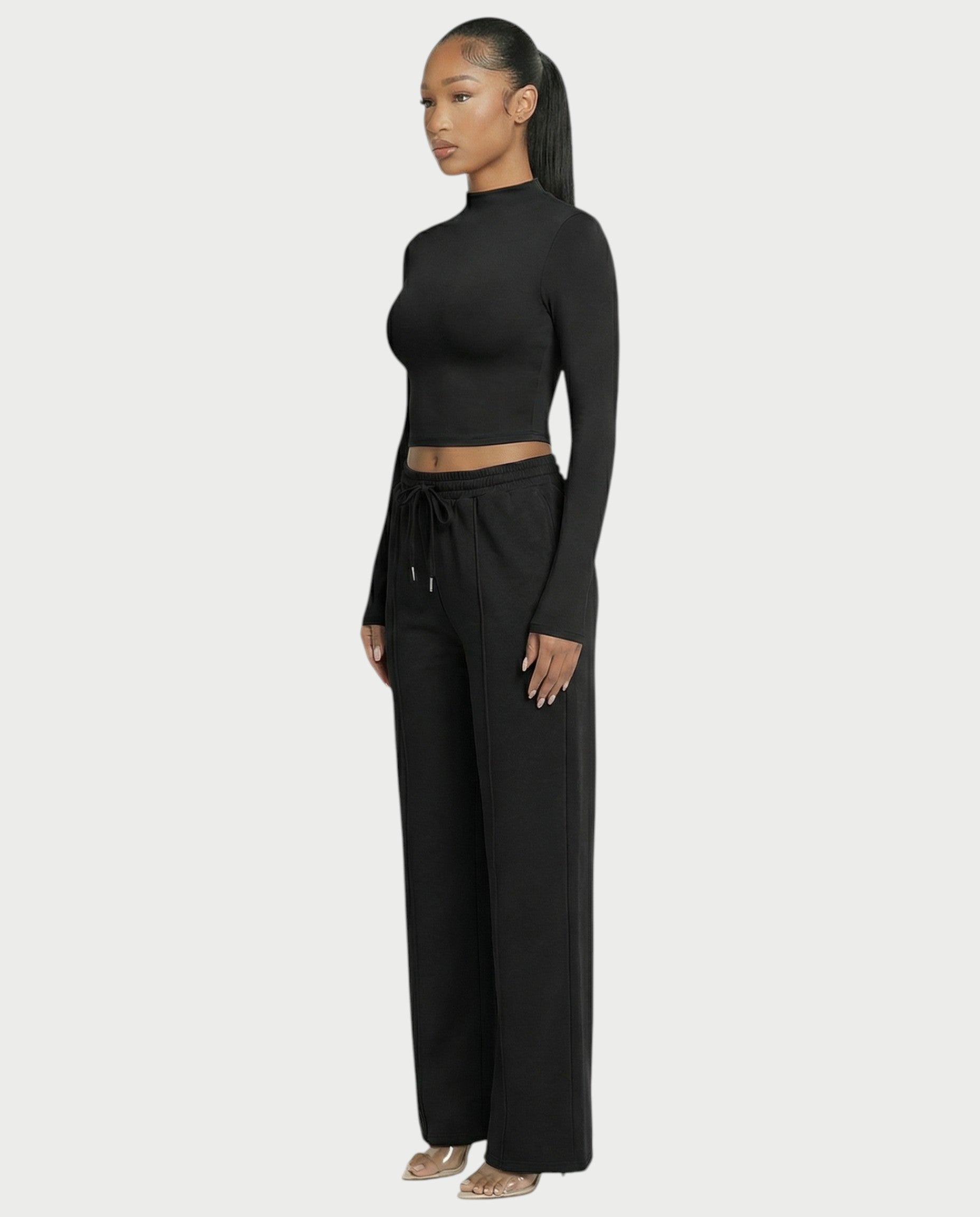Wide-Leg Drawstring Sweatpants