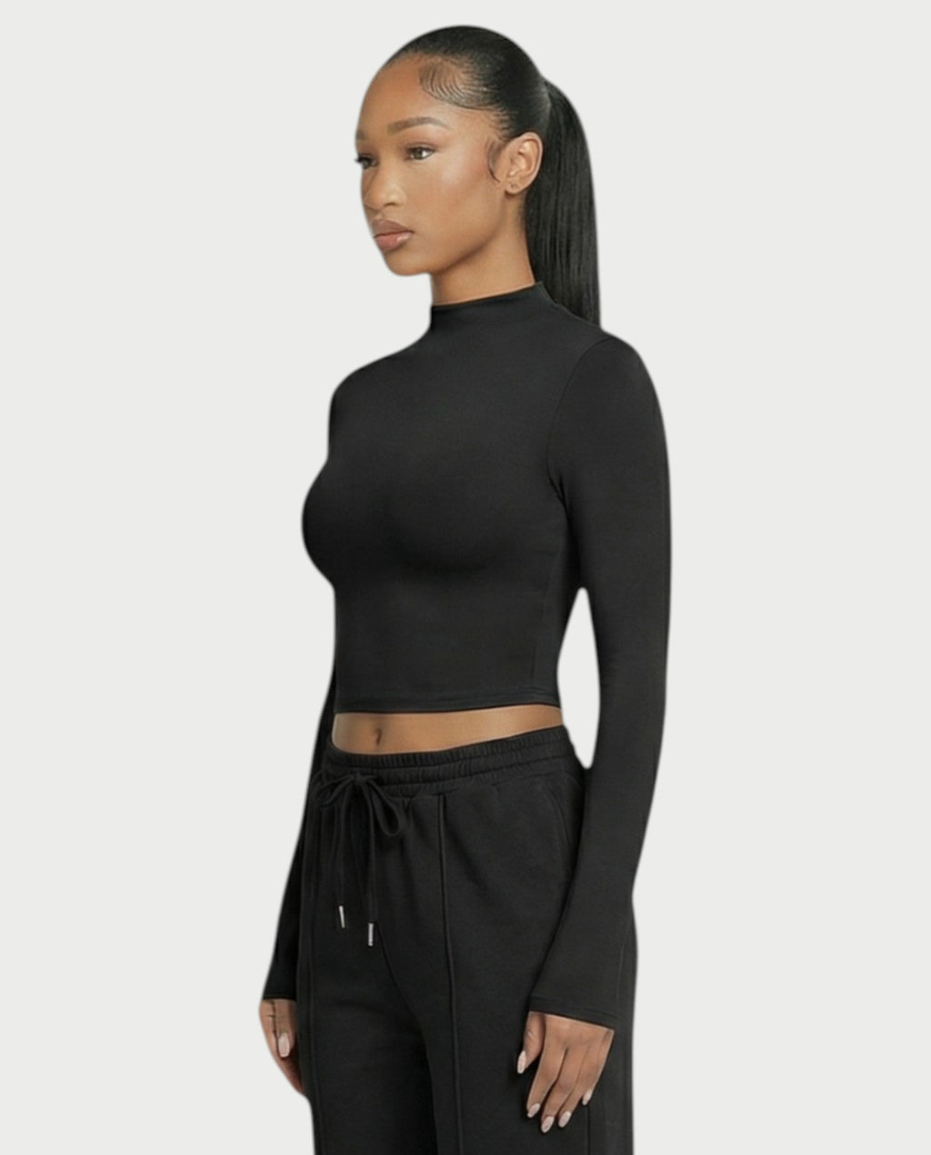 Mock Neck Seamless Long Sleeve Top