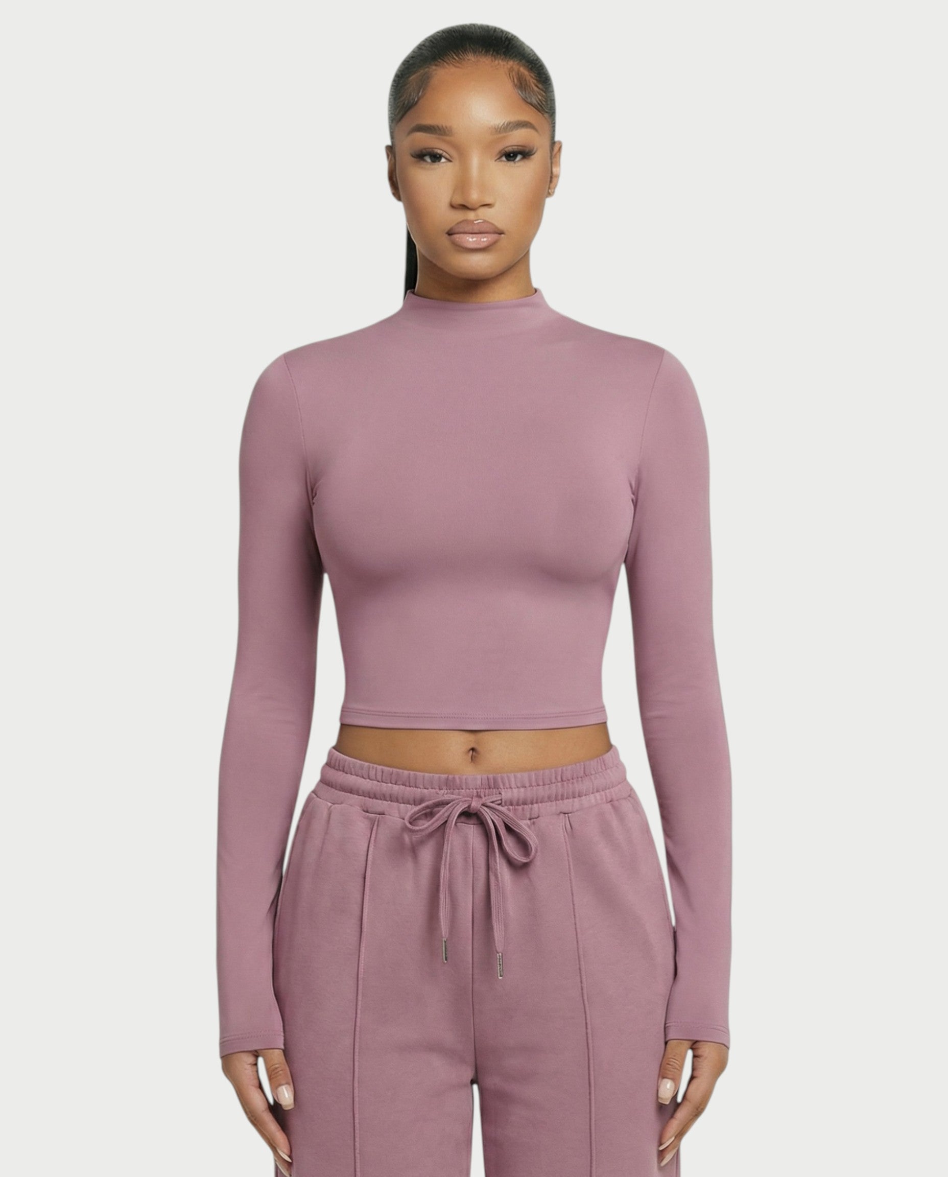 Mock Neck Seamless Long Sleeve Top