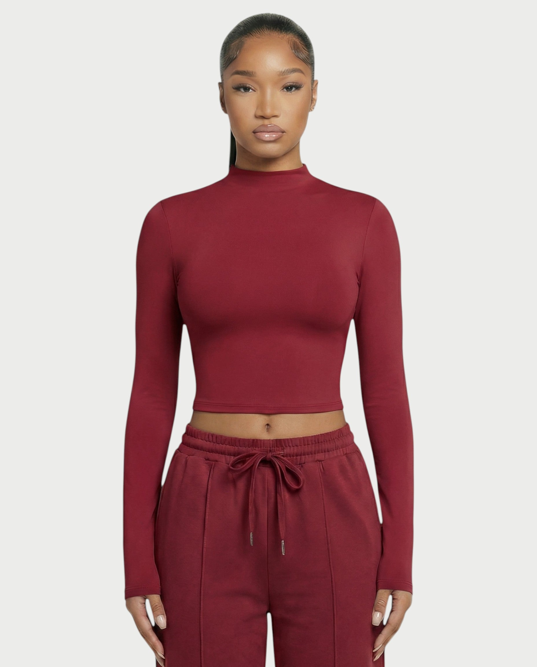 Mock Neck Seamless Long Sleeve Top