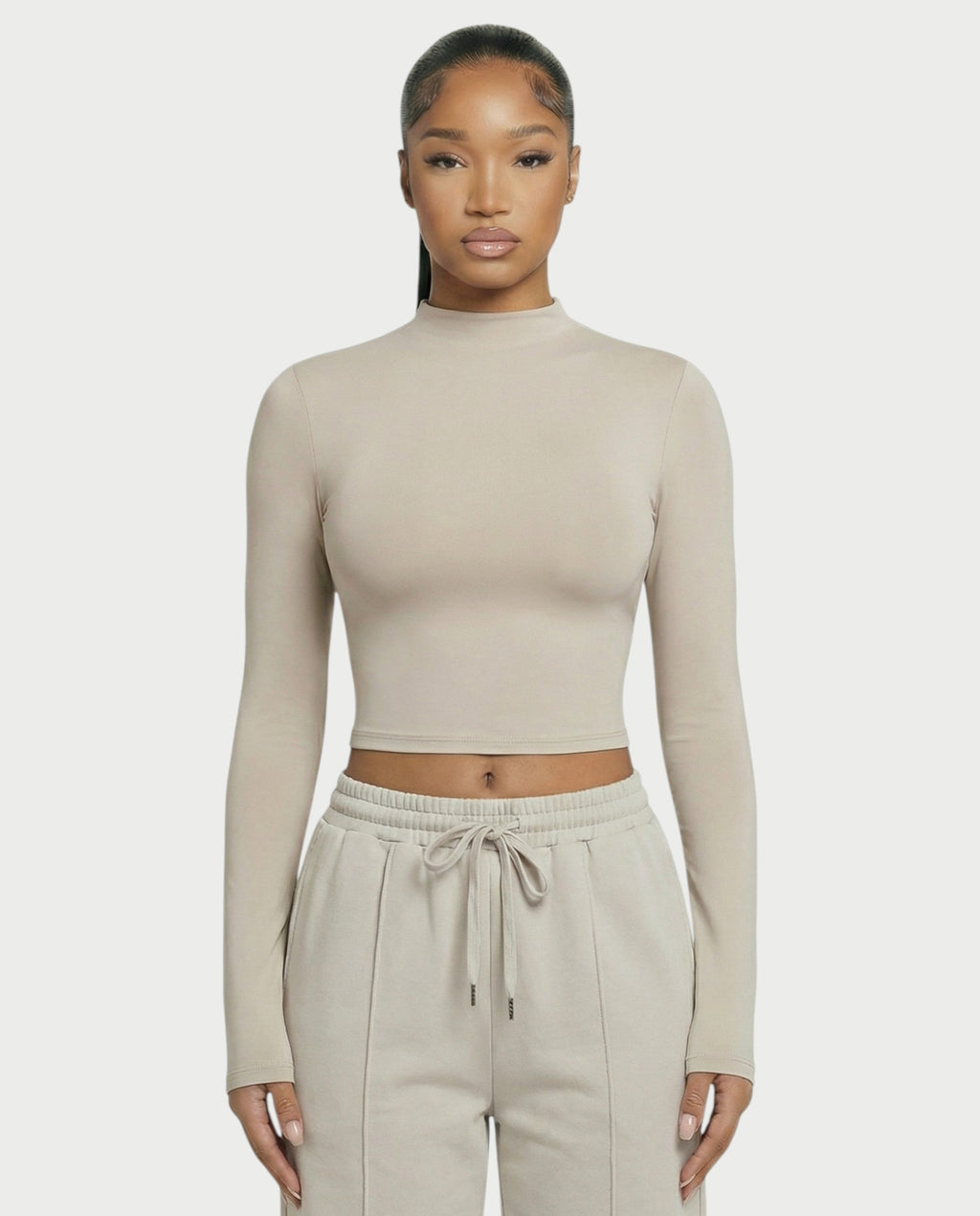Mock Neck Seamless Long Sleeve Top