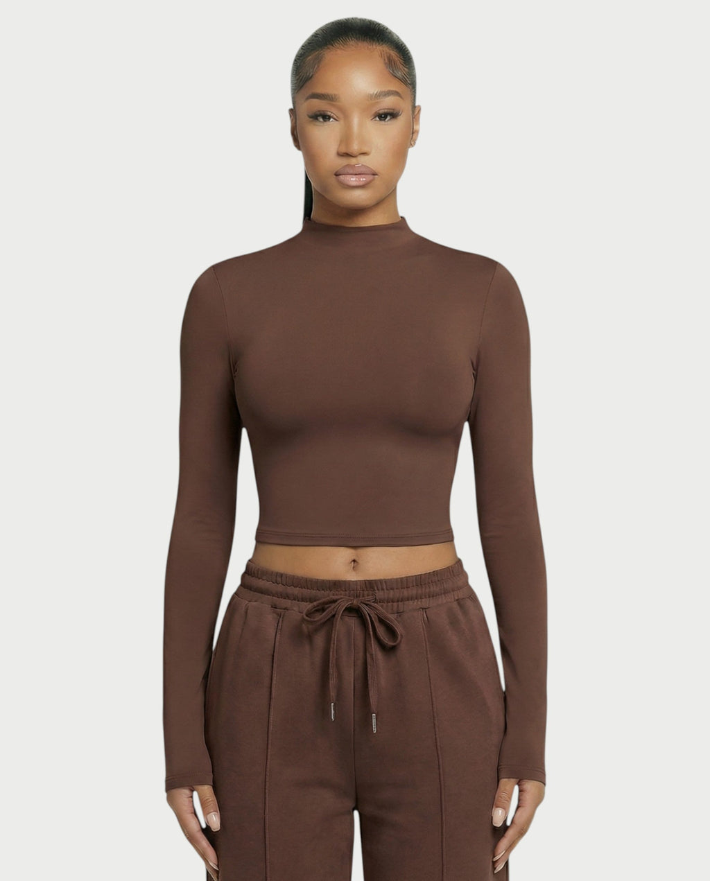 Mock Neck Seamless Long Sleeve Top