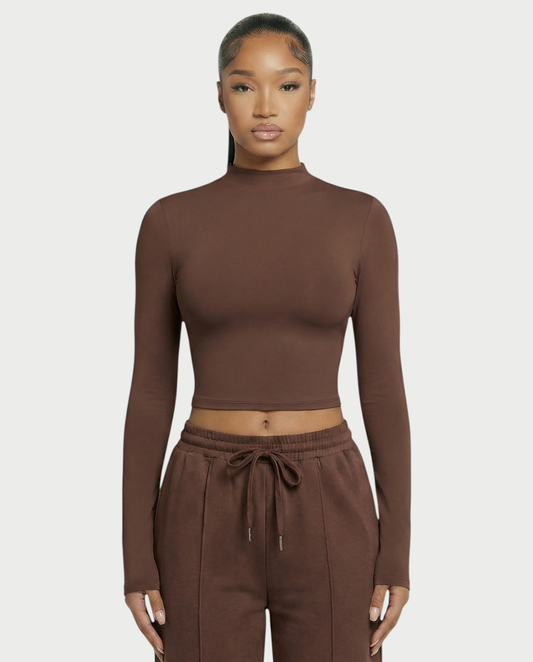 Mock Neck Seamless Long Sleeve Top