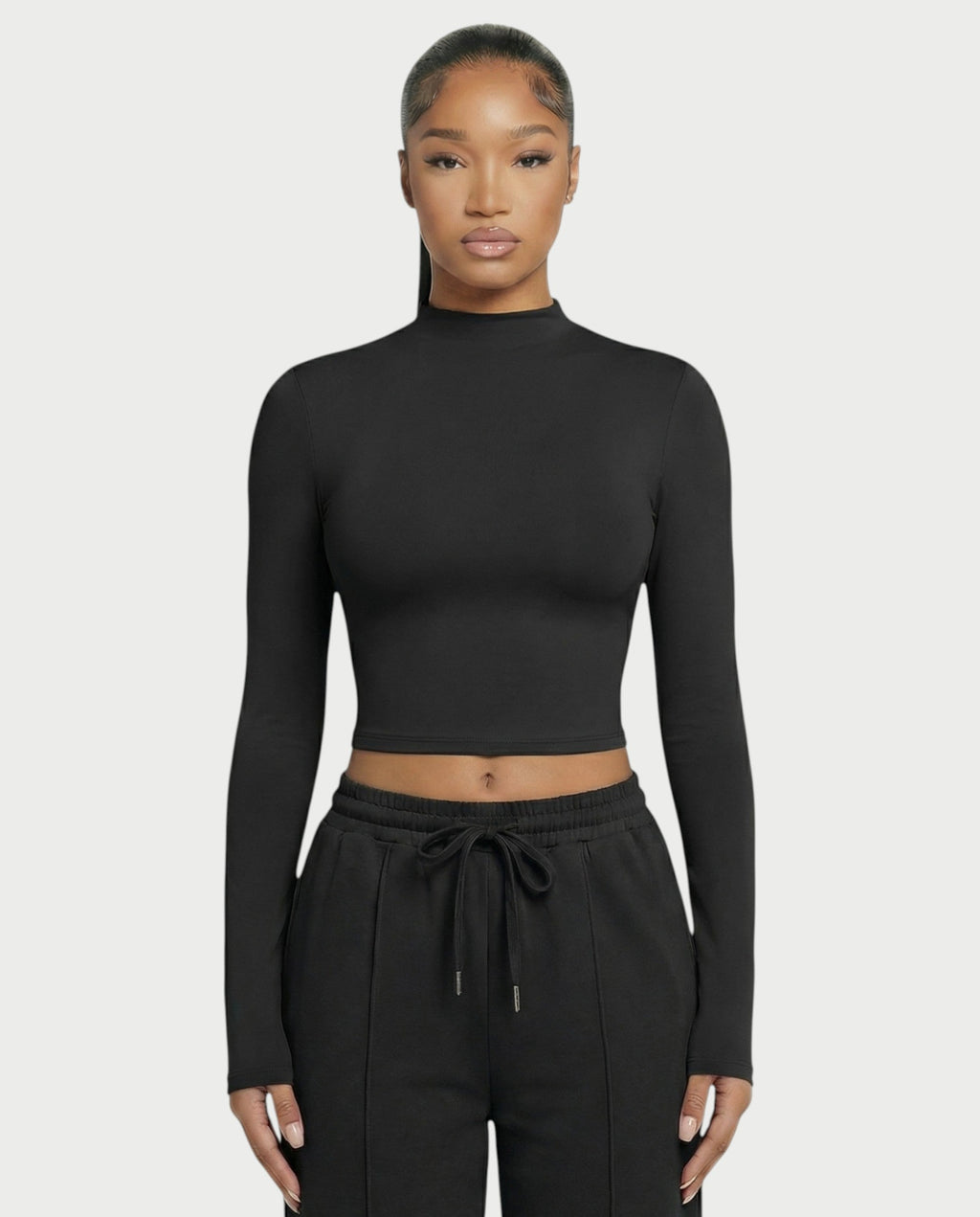 Mock Neck Seamless Long Sleeve Top