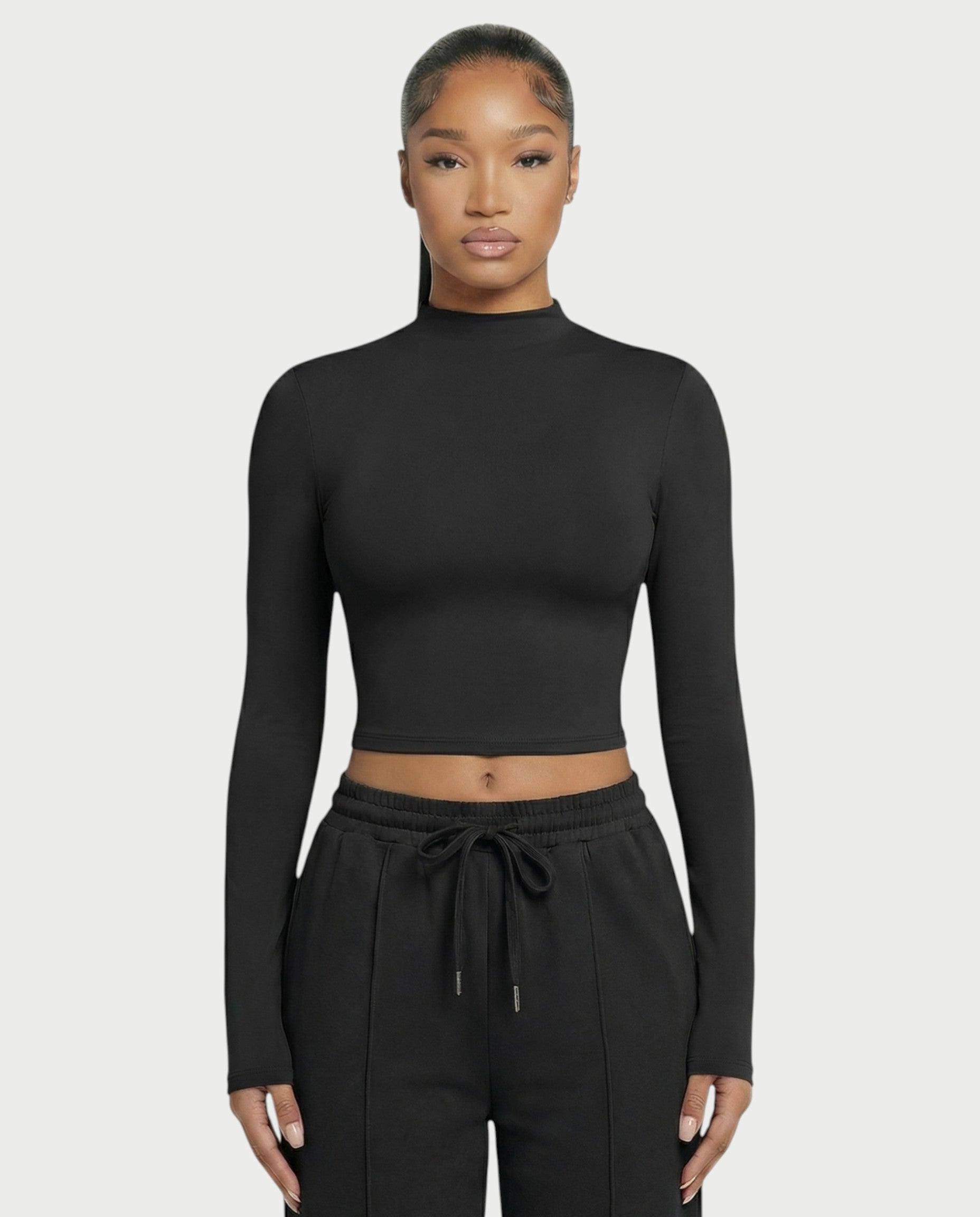 Mock Neck Seamless Long Sleeve Top